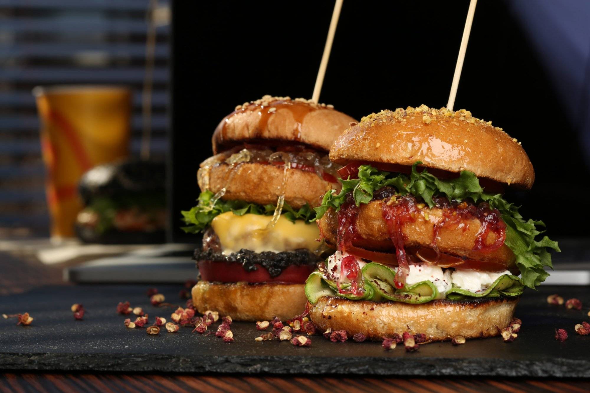 Huge Double hamburger with fresh grilled beef isolated on a Huge Double hamburger with fresh grilled beef isolated on a