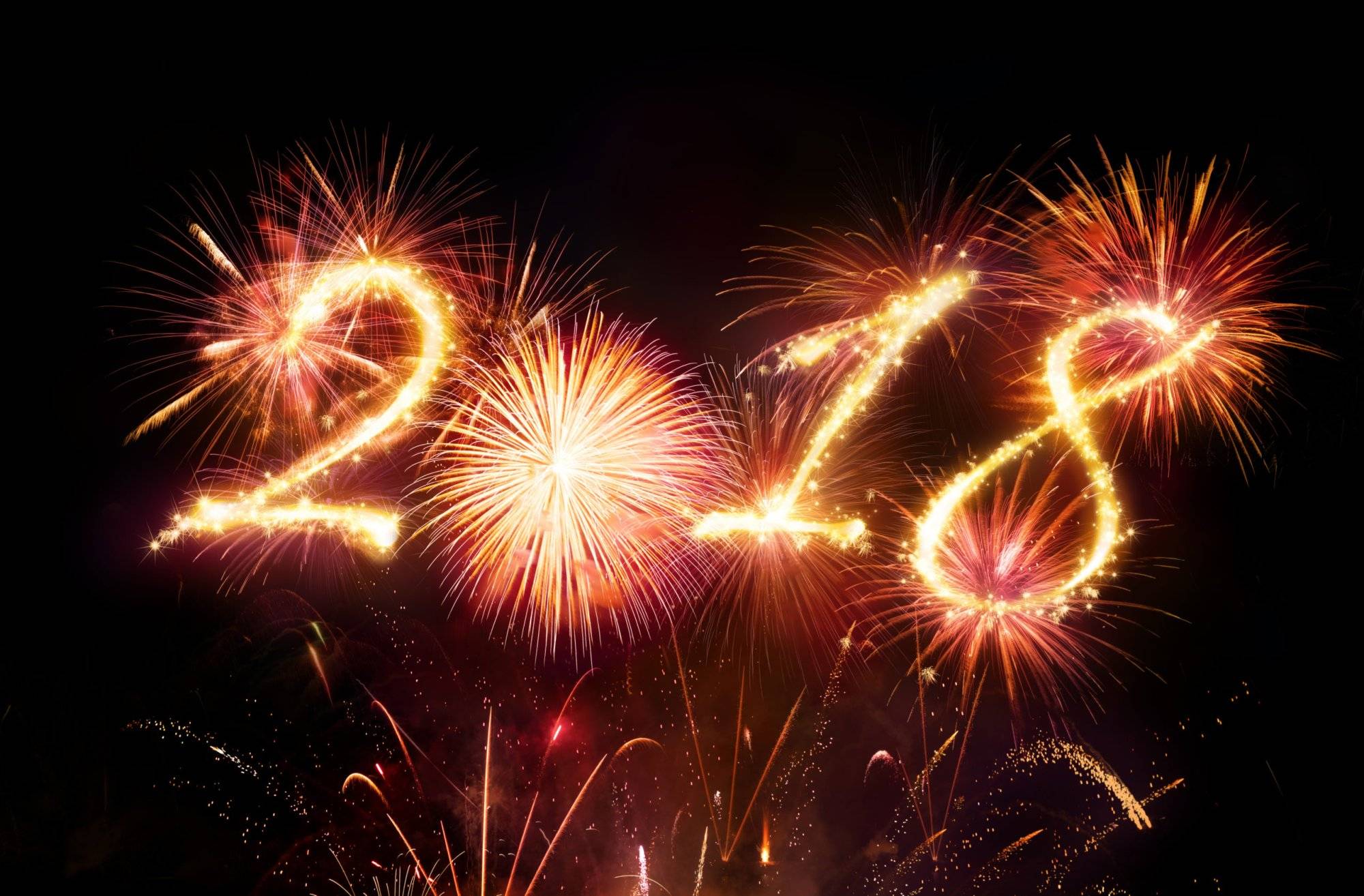 Happy New Year – Red Fireworks Explosion Happy New Year - Red Fireworks Explosion